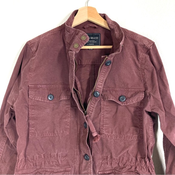 Lucky Brand Utility Cargo Jacket Womens Large Burgundy Cotton Zip And Buttons - Picture 6 of 14